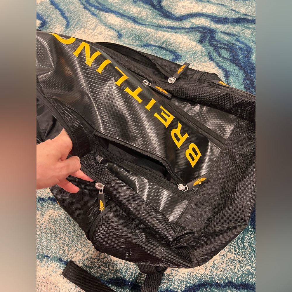 NEW HOT Breitling Aviator Black and Yellow Backpack with multiple compartments